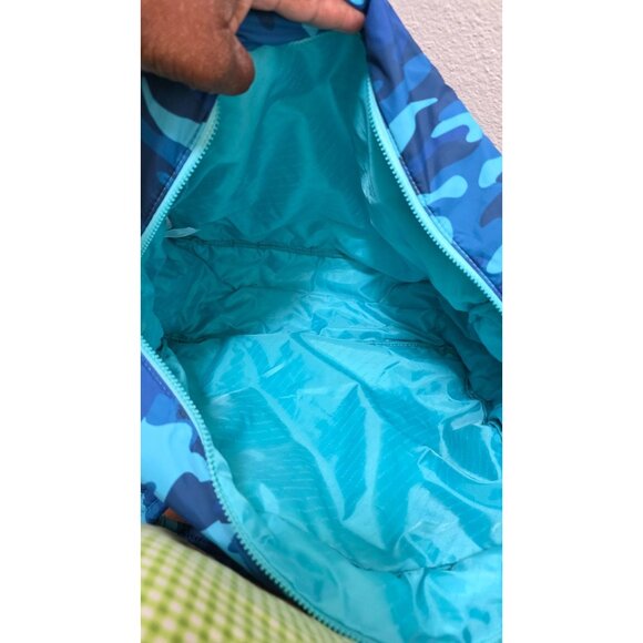 Moroccanoil Large Blue Camouflage Tote Bag Padded Straps Zipper Closure & Spacio - Picture 3 of 8